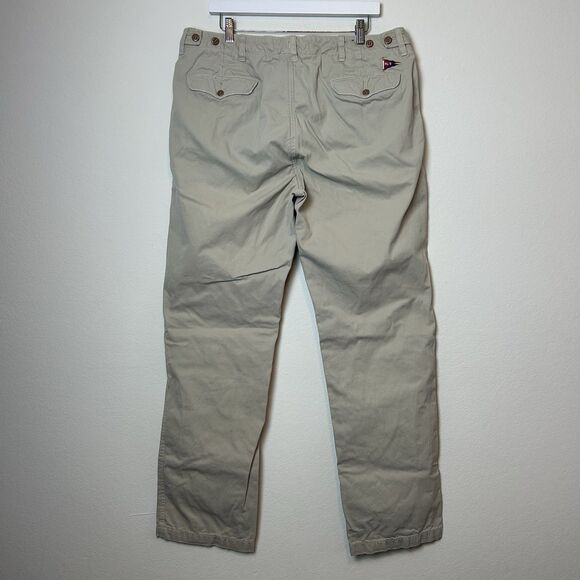 Polo Ralph Lauren Pants Mens 36x34 Tan Chino Flat Front Classic Preppy RL-5 Flag - Picture 7 of 13